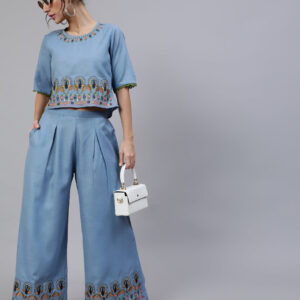 YA6621_4_1080x Sky Blue Embroidered Co ord set