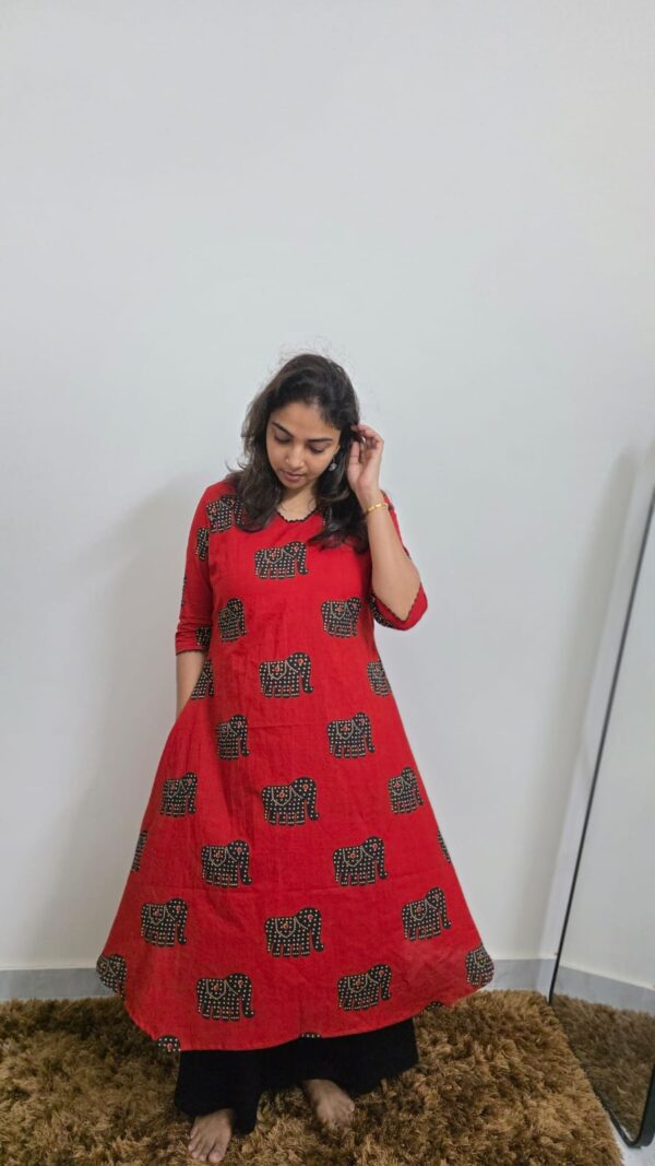 Red ElephantPrint Kurta