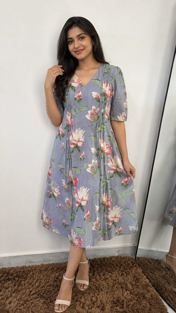 GreyFloral Pintuck Kurta